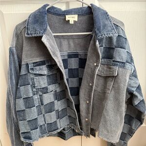 BiBi Blue and Gray Ribbed Sweater